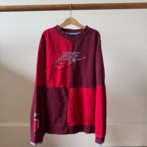 Nike Blue Ribbon Cut & Sew Colorblock Sweatshirt Red/Burgundy – Youth XL - Picture 2 of 15